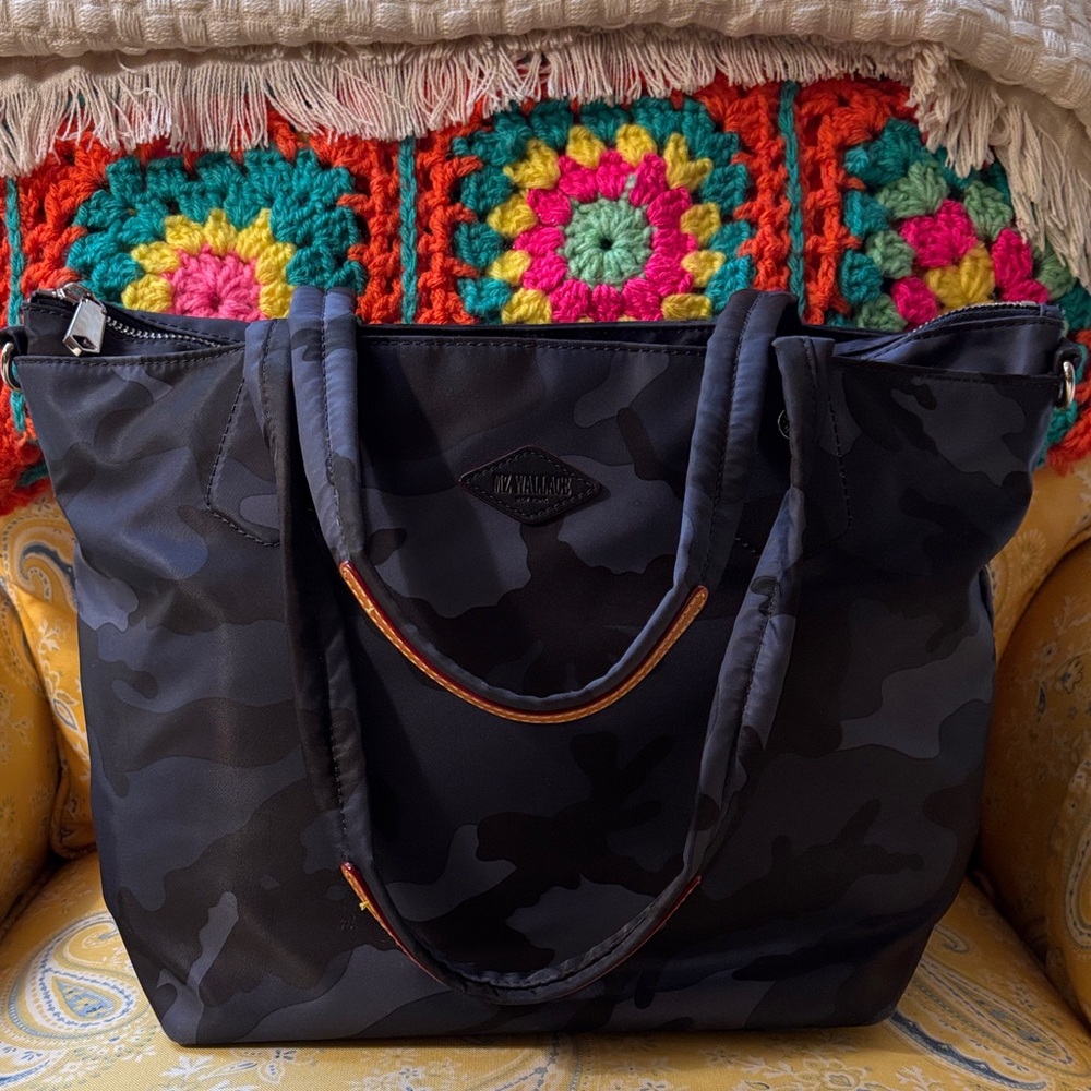 MZ Wallace Camo Blue Tote Bag